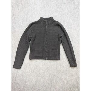Eileen Fisher Sweater Womens Small Full Zip Wool‎ Blend Textured Knit Minimalist